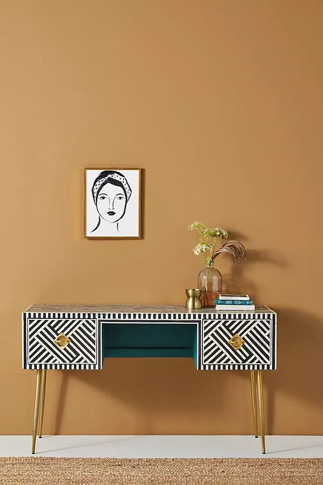 Monarch  Bone inlay study table by Ashborn furniture