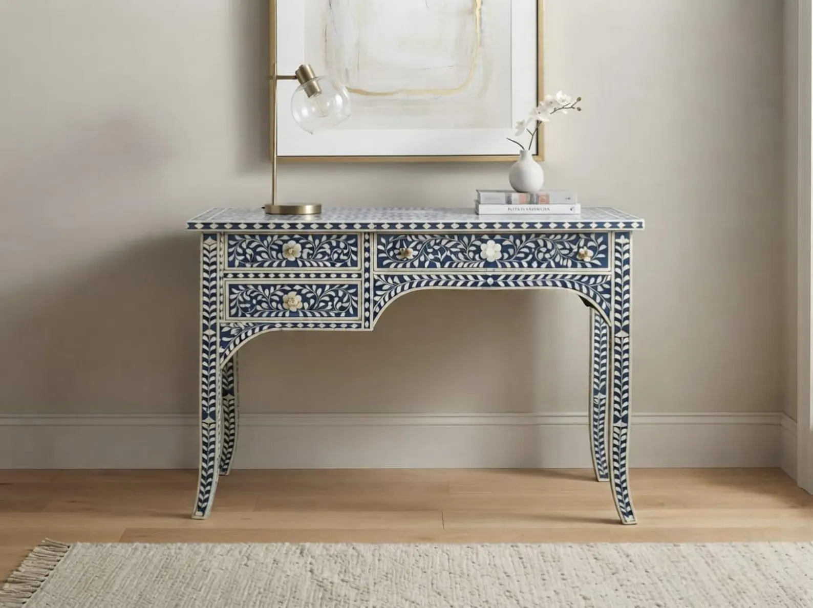 Willow bone inlay study table by Ashborn furniture
