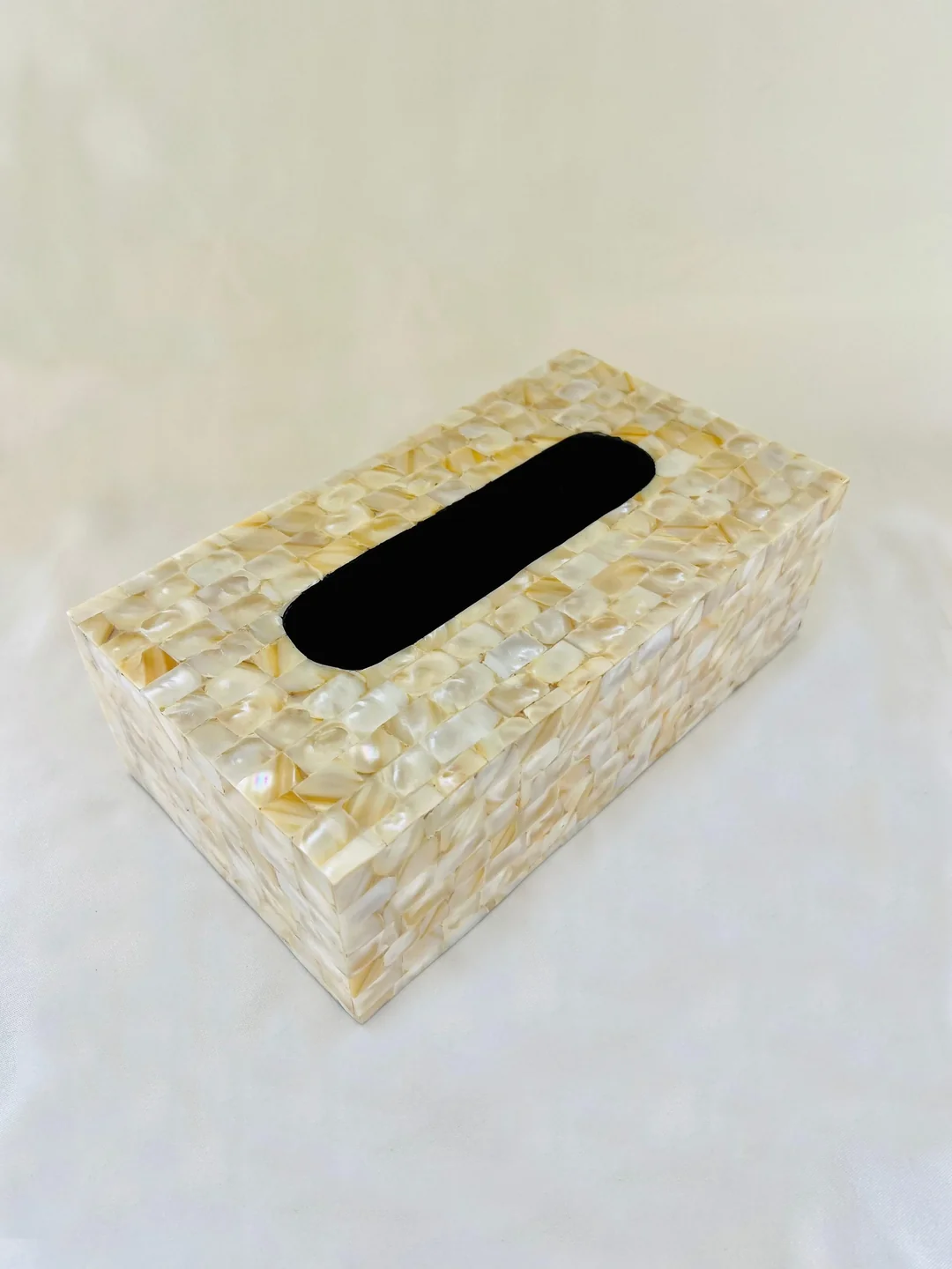  Golden Marble Tissue Box In Mother of Pearl By Ashborn furniture
