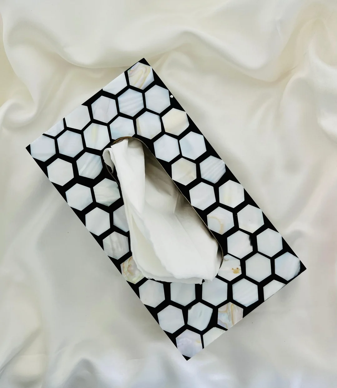 Honey comb pattern tissue boxes by Ashborn furniture