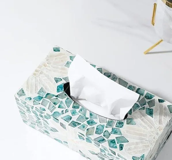  Breezy Blue Diamond Tissue box by Ashborn furniture