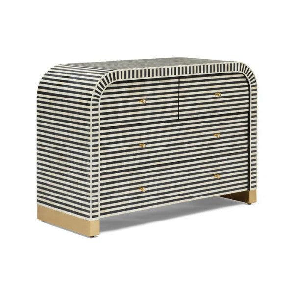 Jodha furniture stripe black chest of drawer in bone inlay - Image 2