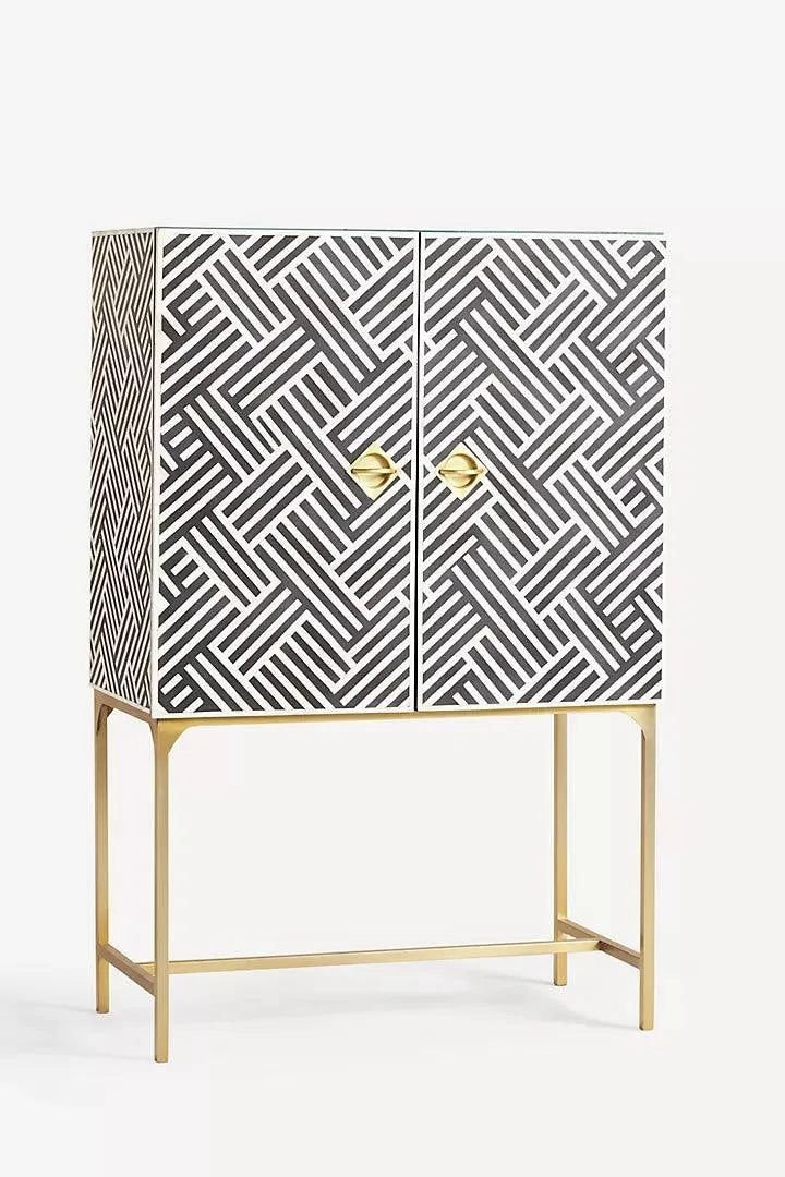Jodha furniture optical inlay Bar cabinet - Image 3