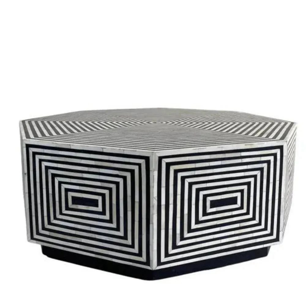 JODHA FURNITURE BONE INLAY HEXAGON COFFEE TABLE       BY ASHBORN FURNITURE - Image 3