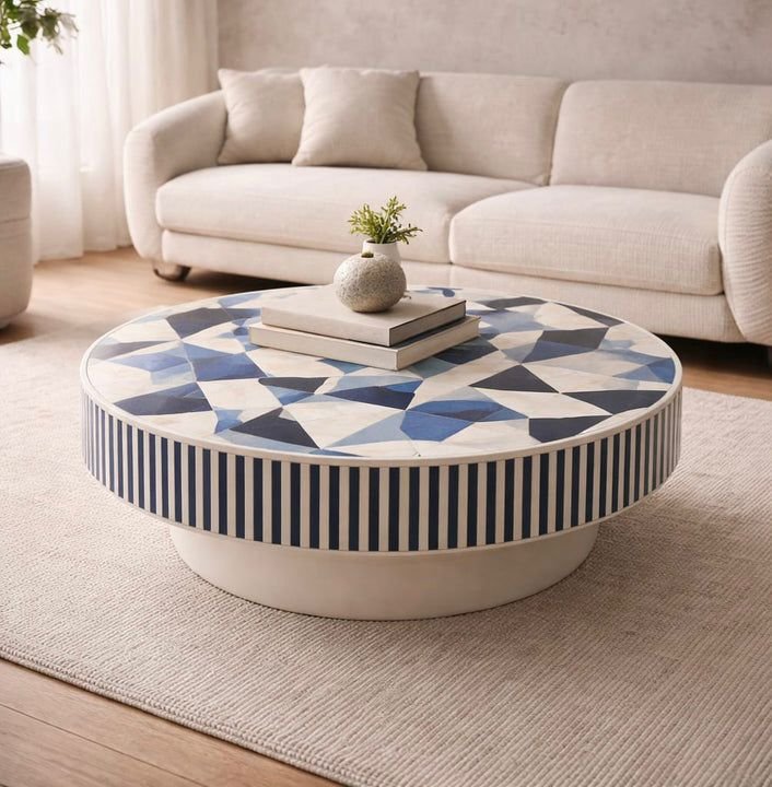 Blue Azure Geo Bone Inlay Coffee Table         by Ashborn Furniture - Image 3