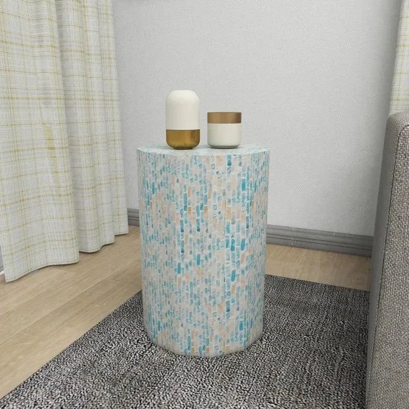 Jodha furniture arsenault Blue mother of pearl hand made side table - Image 2