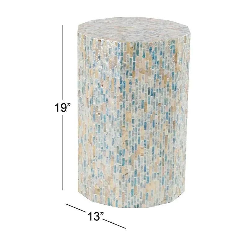 Jodha furniture arsenault Blue mother of pearl hand made side table - Image 3