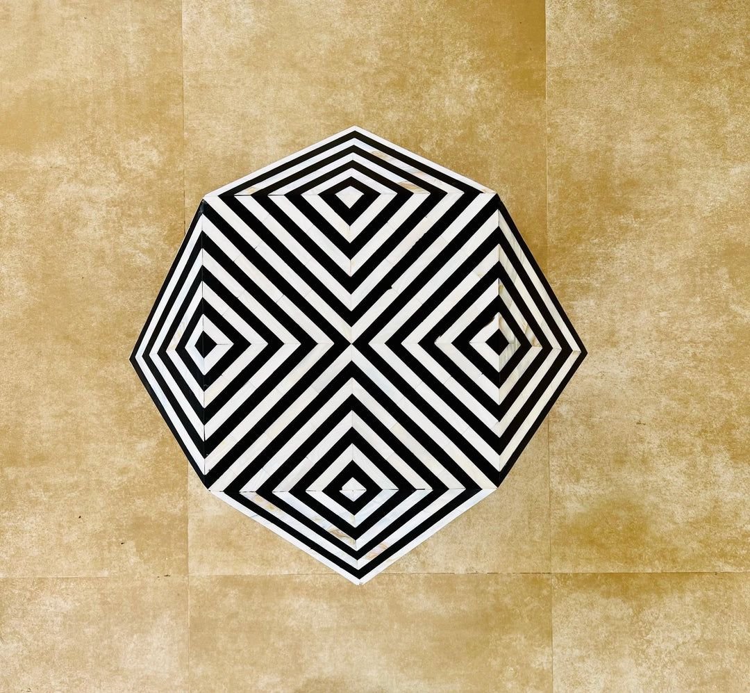 Jodha furniture black diamond-shaped mother of pearl end table       by Ashborn Furniture - Image 3
