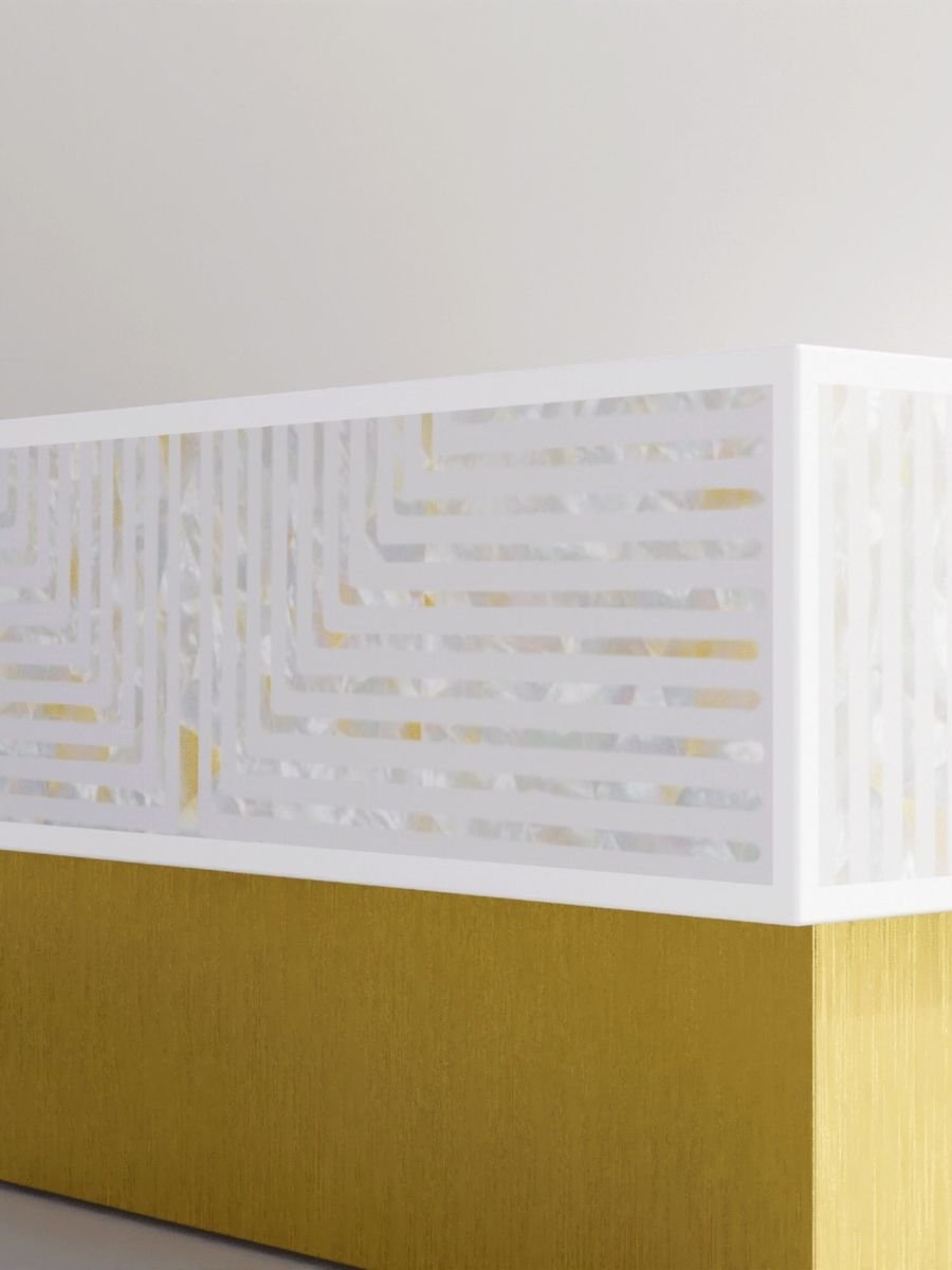 Jodha furniture White Harmony striped mother of pearl inlay rectangular coffee table   by Ashborn furniture - Image 2