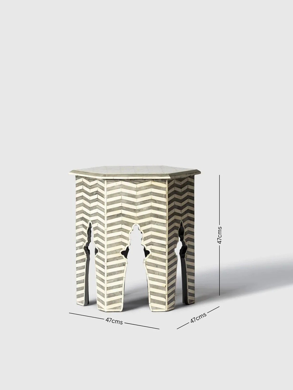 Jodha furniture Zig Zag Bone inlay Side table By Ashborn Furniture - Image 4