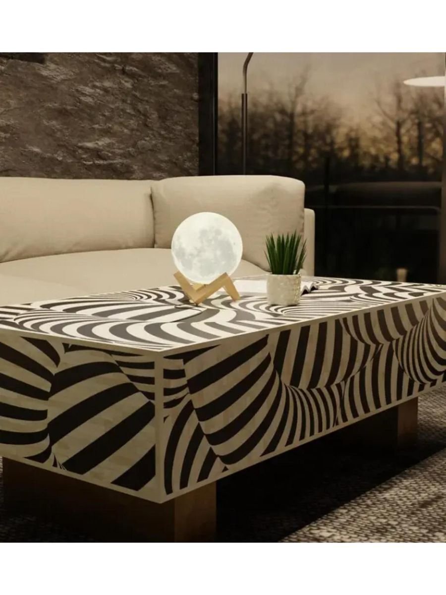zebra pattern bone inlay coffee table By  Ashborn furniture - Image 3