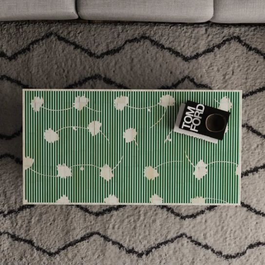  green blossom bone inlay coffee table by Ashborn furniture - Image 2