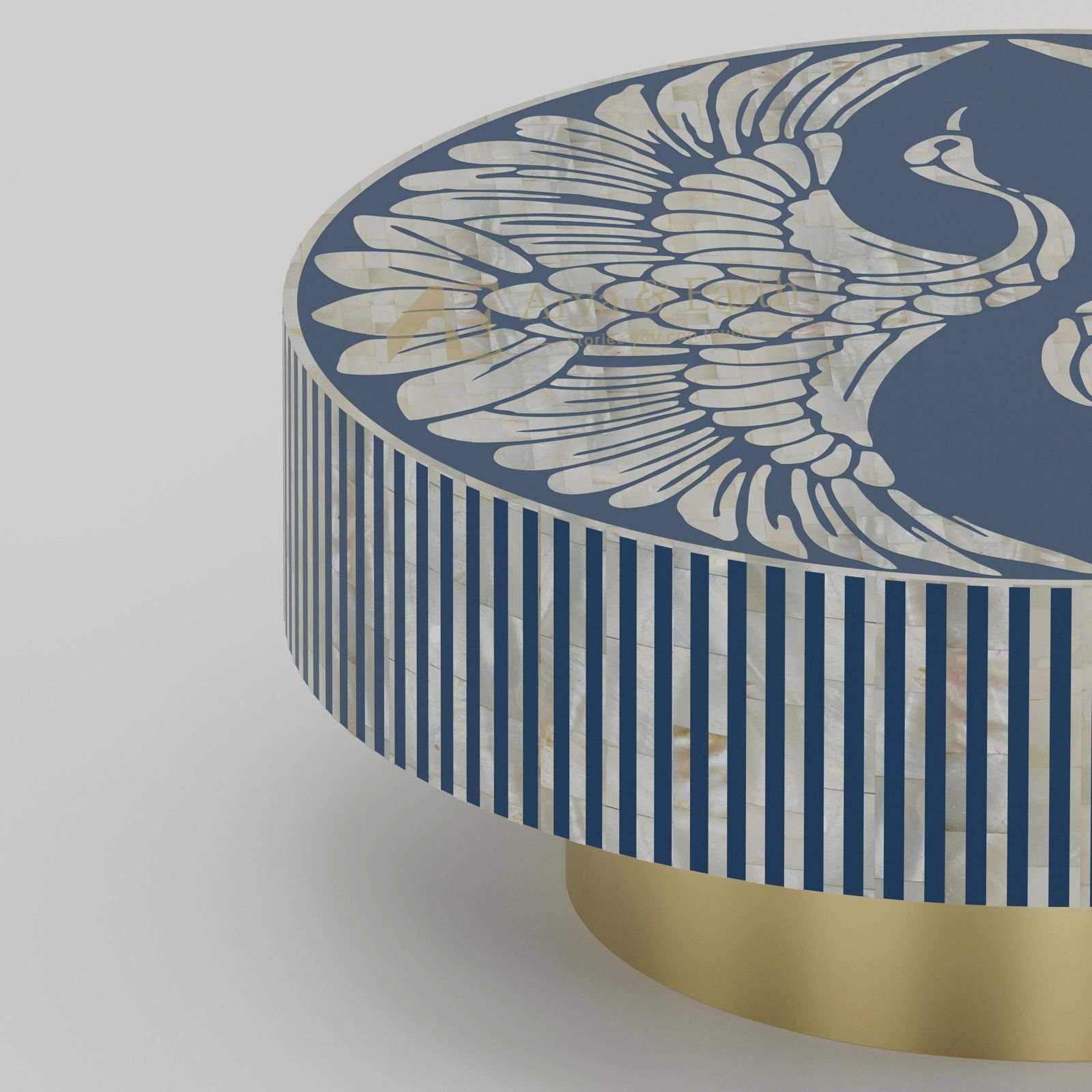  blue sapphire mother of pearl coffee table - Image 4
