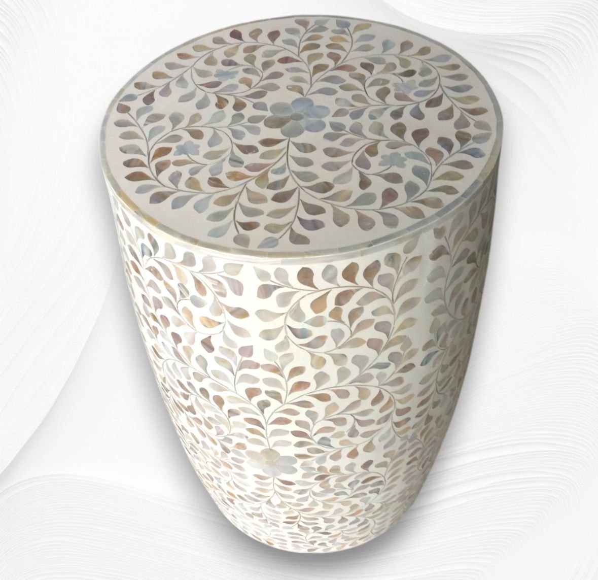 Drum charm mother of pearl side table by Ashborn furniture - Image 2