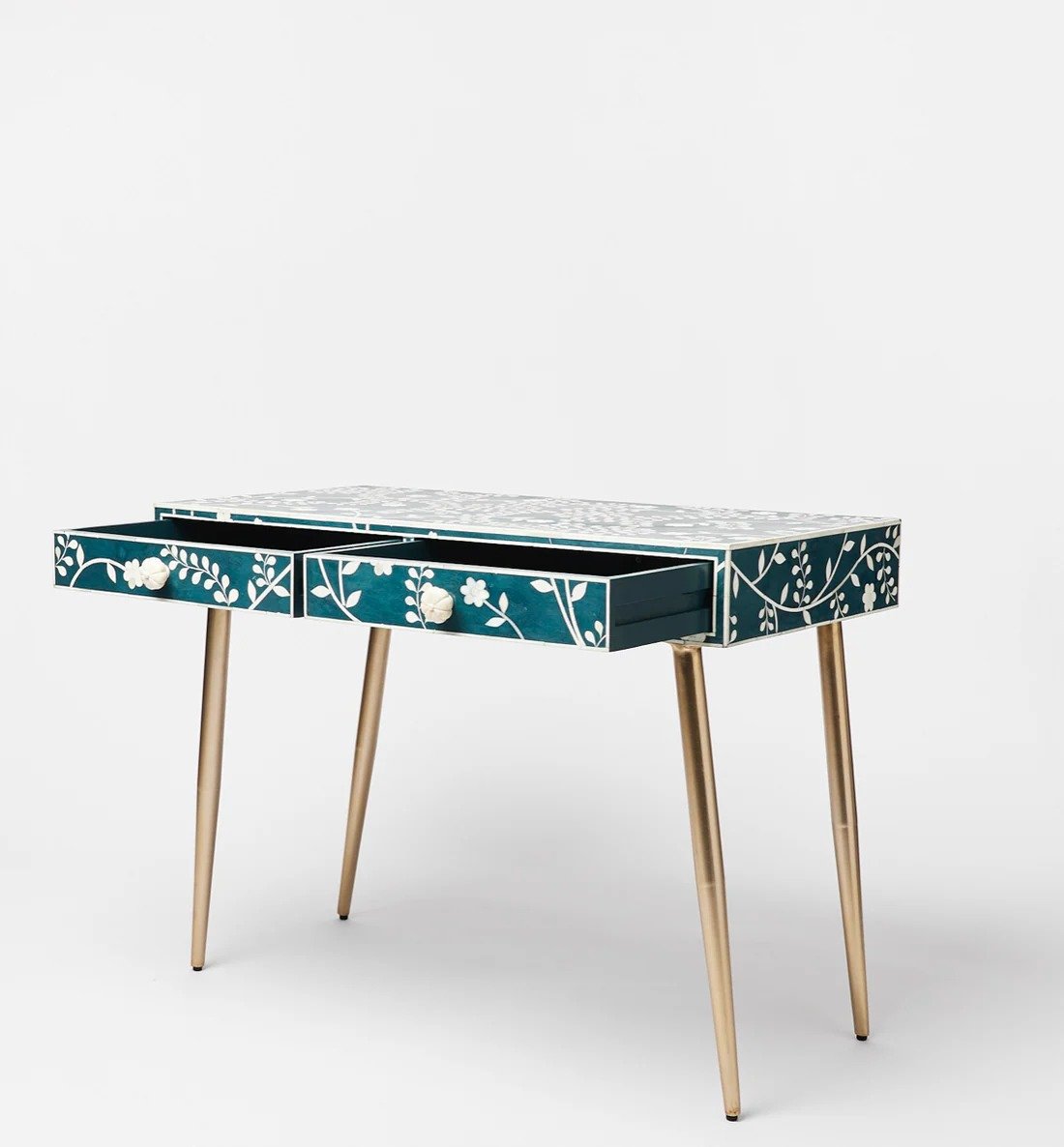 Blue floral bone inlay console table By Ashborn furniture - Image 2
