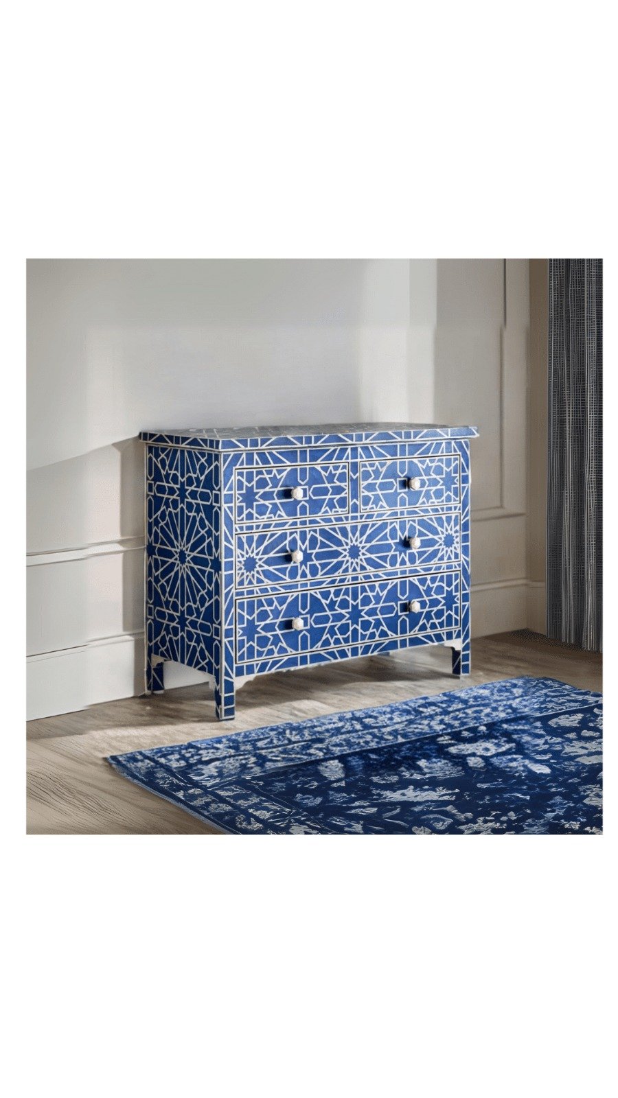 Geometric bone inlay chest of drawers by Ashborn furniture - Image 2