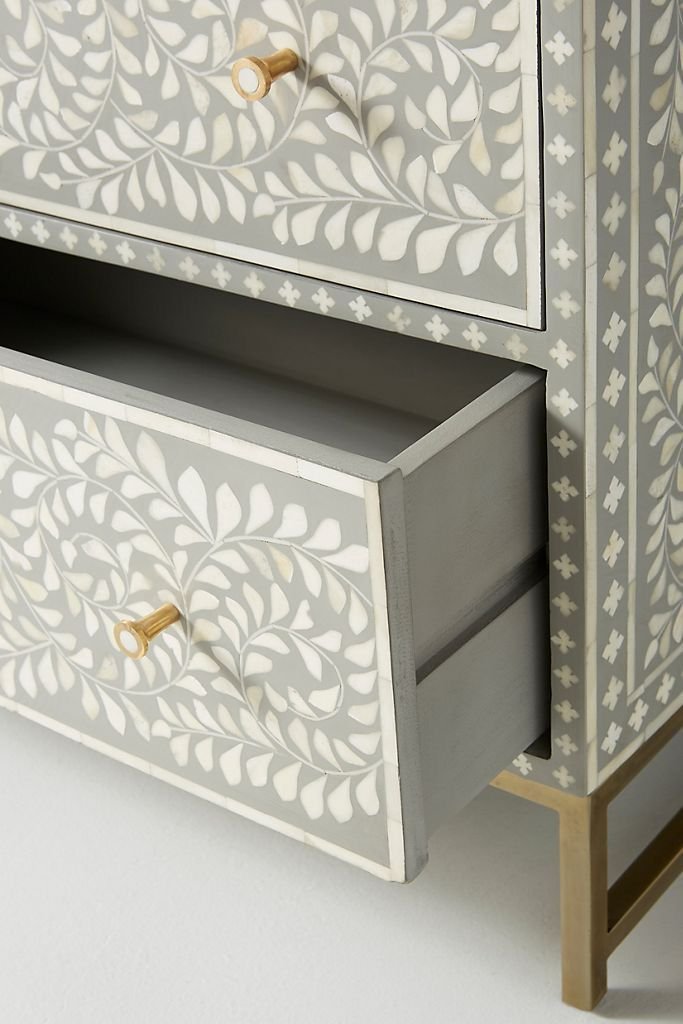 Floral bone inlay chest of drawer by Ashborn furniture  - Image 2