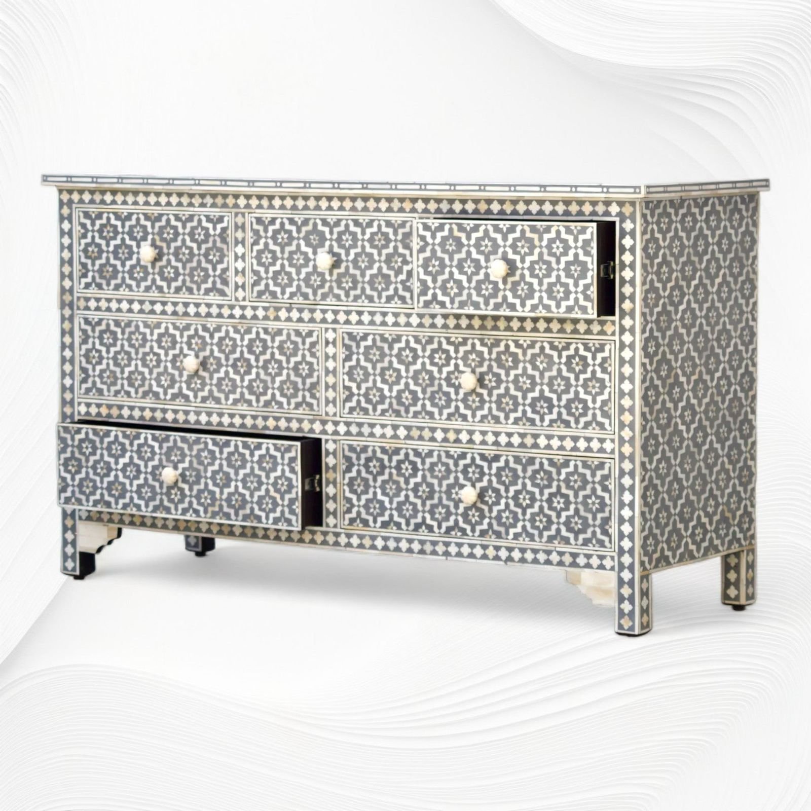 Trellis bone inlay chest of drawer By Ashborn furniture - Image 2