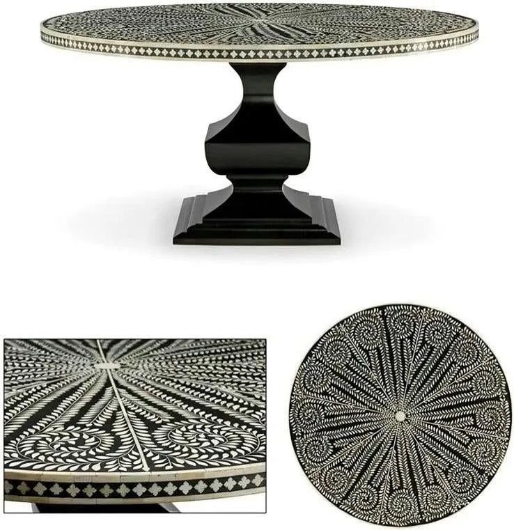 Napolean Bone inlay Round Dining Table by Ashborn furniture - Image 3