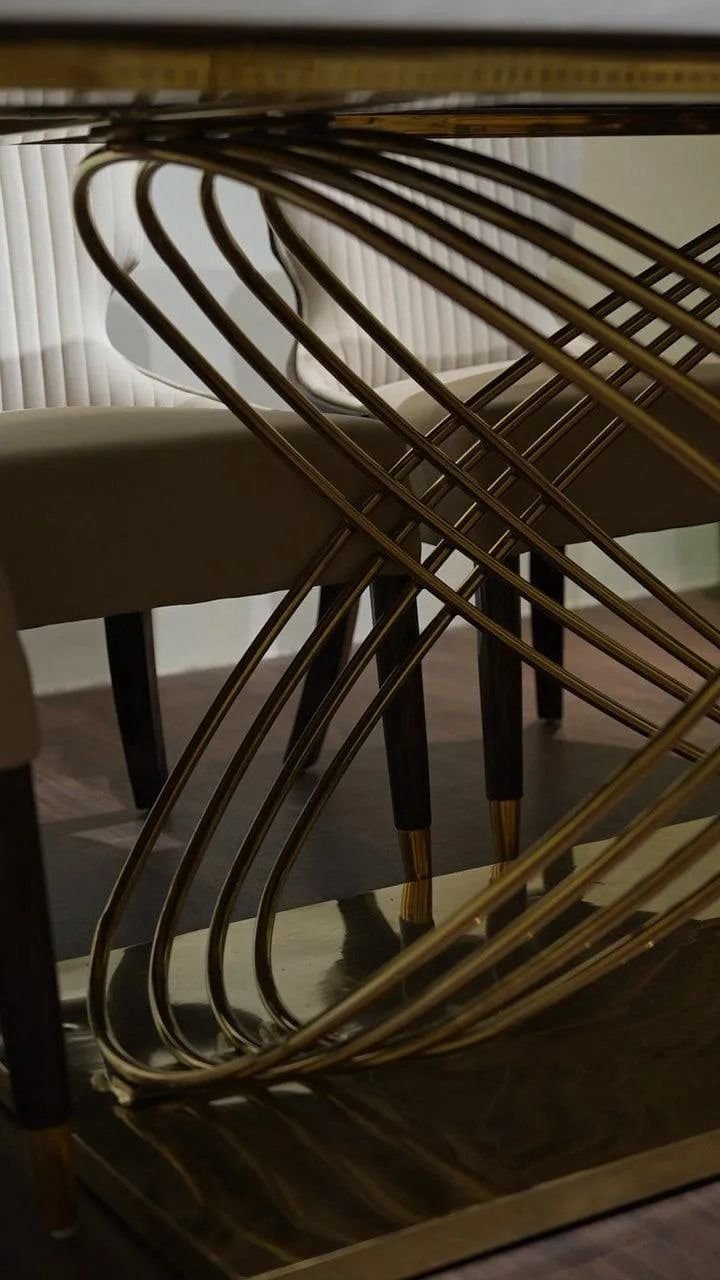  timeless dining table for six in mother of pearl by Ashborn furniture - Image 4