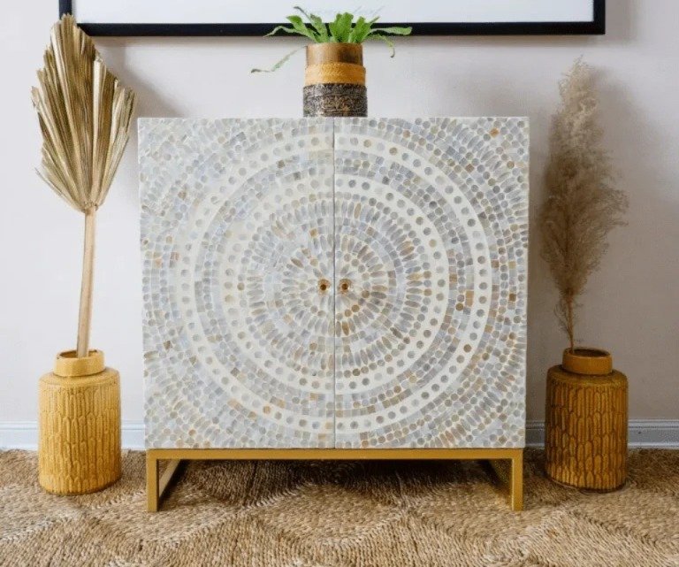 glitter mother of pearl bar cabinet by Ashborn furniture - Image 2