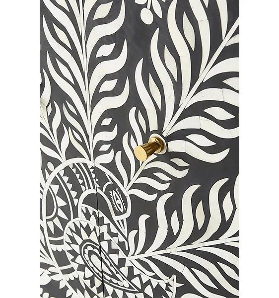 peacock feather pattern bone inlay bar cabinet by Ashborn furniture - Image 3