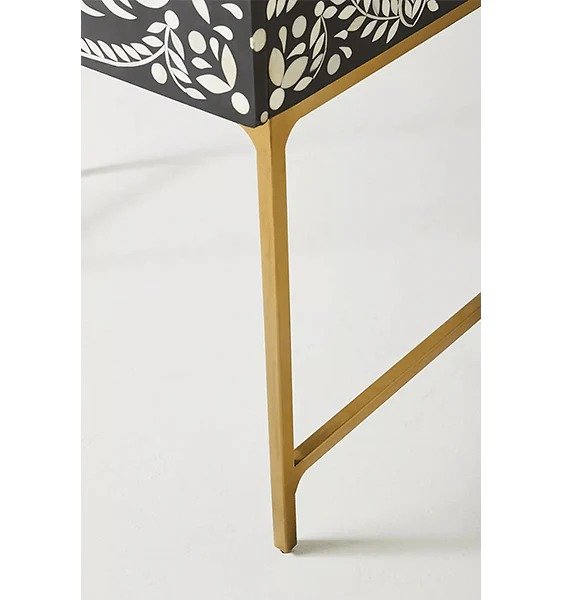 peacock feather pattern bone inlay bar cabinet by Ashborn furniture - Image 4