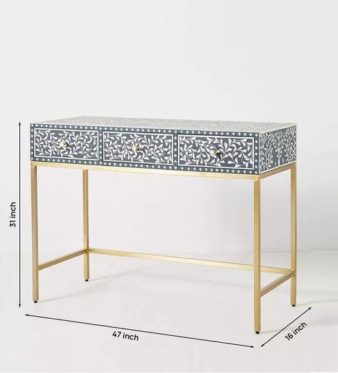 Floral pattern bone inlay dressing table by Ashborn furniture - Image 2