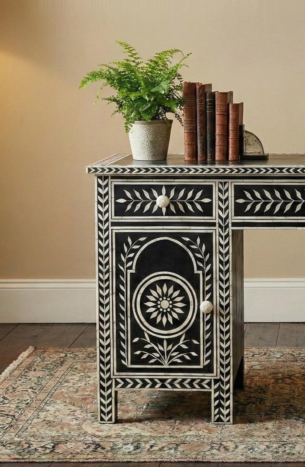 Luxe bone inlay study table by Ashborn furniture - Image 2