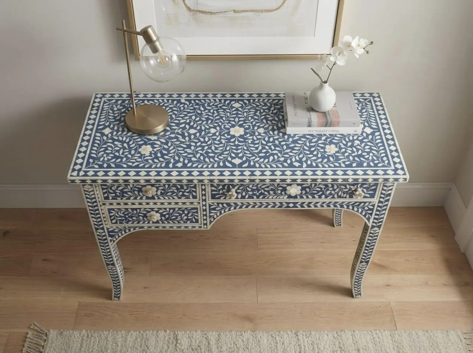 Willow bone inlay study table by Ashborn furniture - Image 4