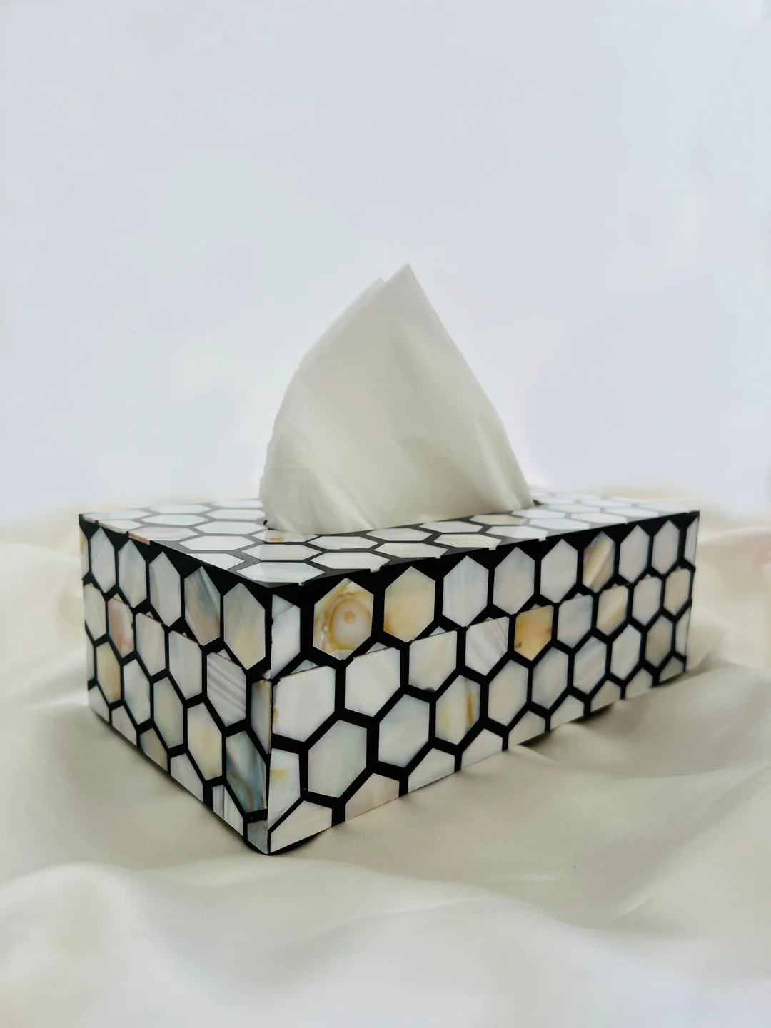 Honey comb pattern tissue boxes by Ashborn furniture - Image 2